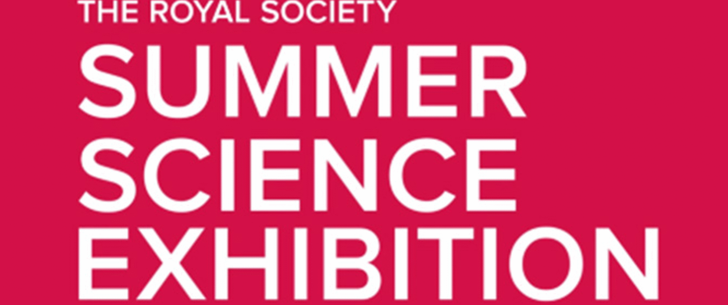 White text against red background reading Royal Society Summer Science Exhibition