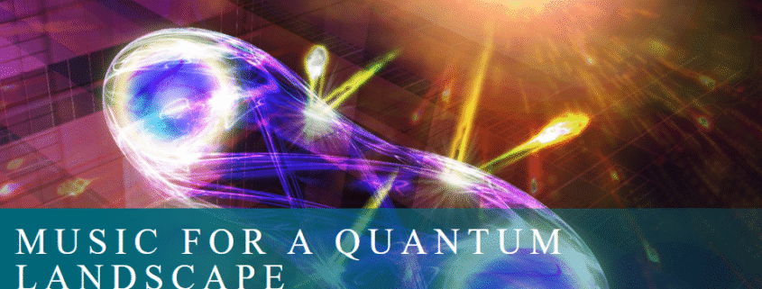 For decoration only. Abstract image, courtesy of Professor Mehul Malik at Heriot-Watt University. The image is a graphic representation of two photons that are bound together against a backdrop of light. At the bottom of the image there is a banner with practical information about the event, including the title, date and venue.
